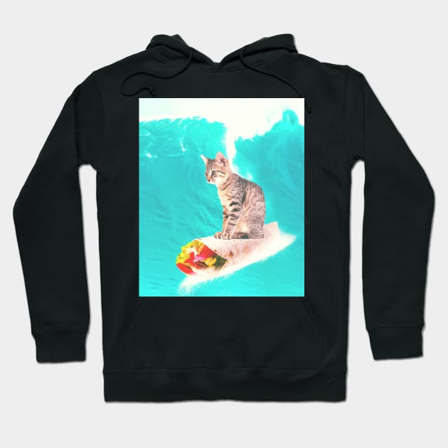 Kitty Cat Surfing Burrito Hoodie by Random Galaxy